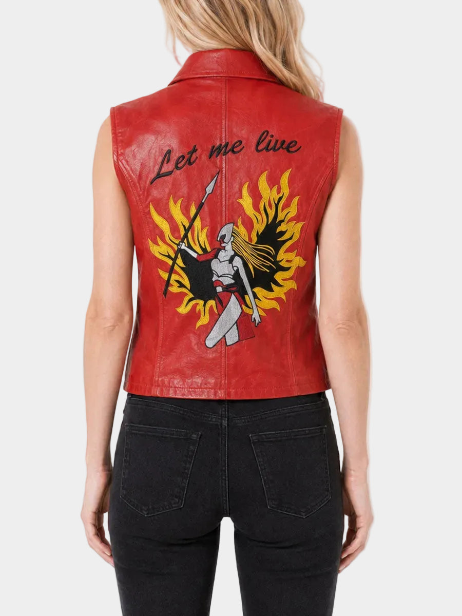 Resident Evil Claire Redfield Let Me Live Red Leather Vest