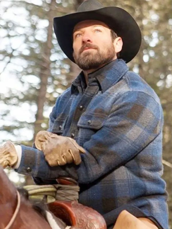 Ryan TV Series Yellowstone Ian Bohen Blue Checked Jacket