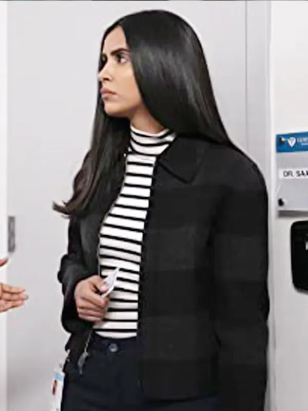 Saanvi Bahl Manifest Parveen Kaur Black Plaid Wool Jacket