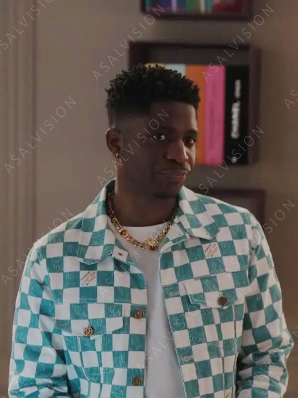 Samuel Arnold White And Teal Checked Jacket