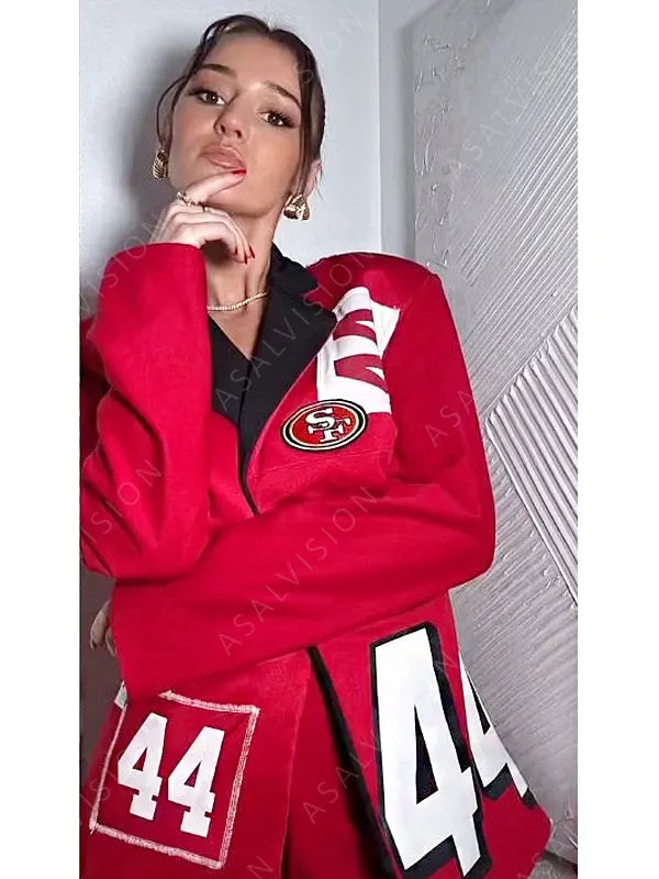San Francisco SF 49ers Kristin Juszczyk Red 44 Blazer Coat