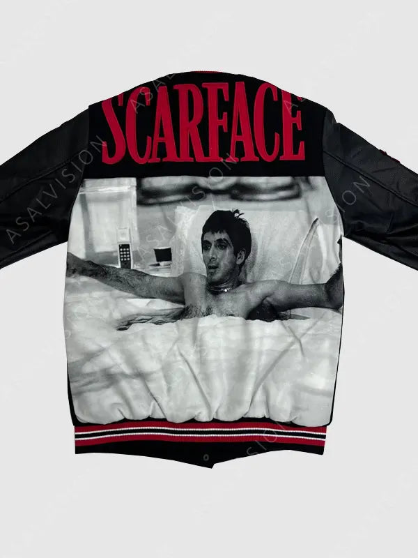 Scarface The World Is Yours Black And Red Varsity Bomber Letterman Jacket