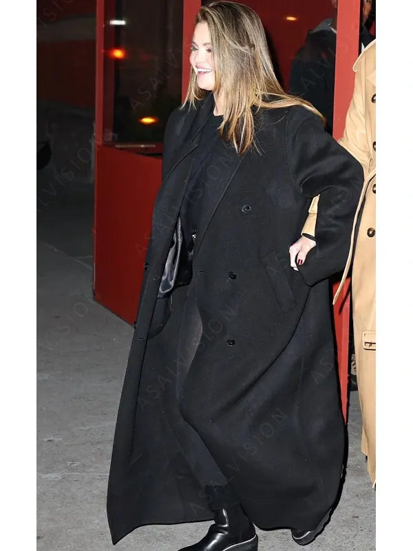 Selena Gomez Long Wool Coat