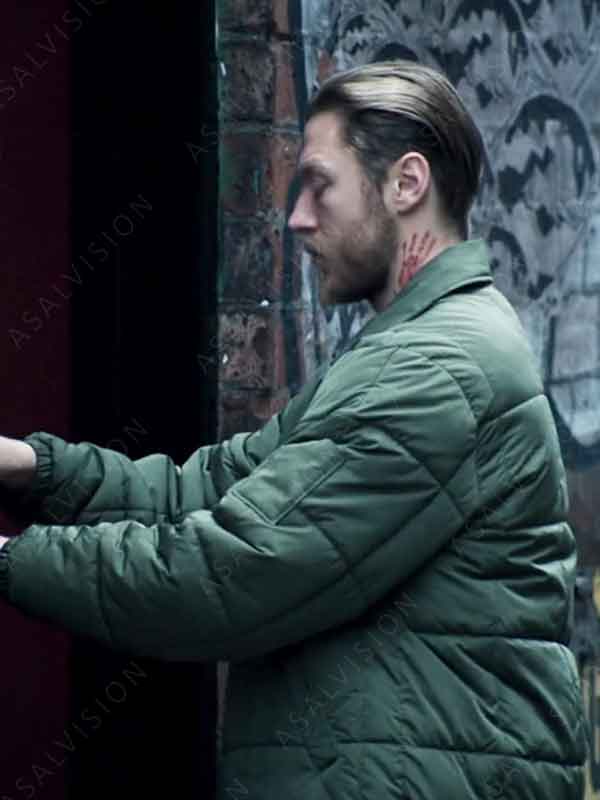 Shaun Strang TV Series Rebus 2024 Aston McAuley Green Puffer Jacket