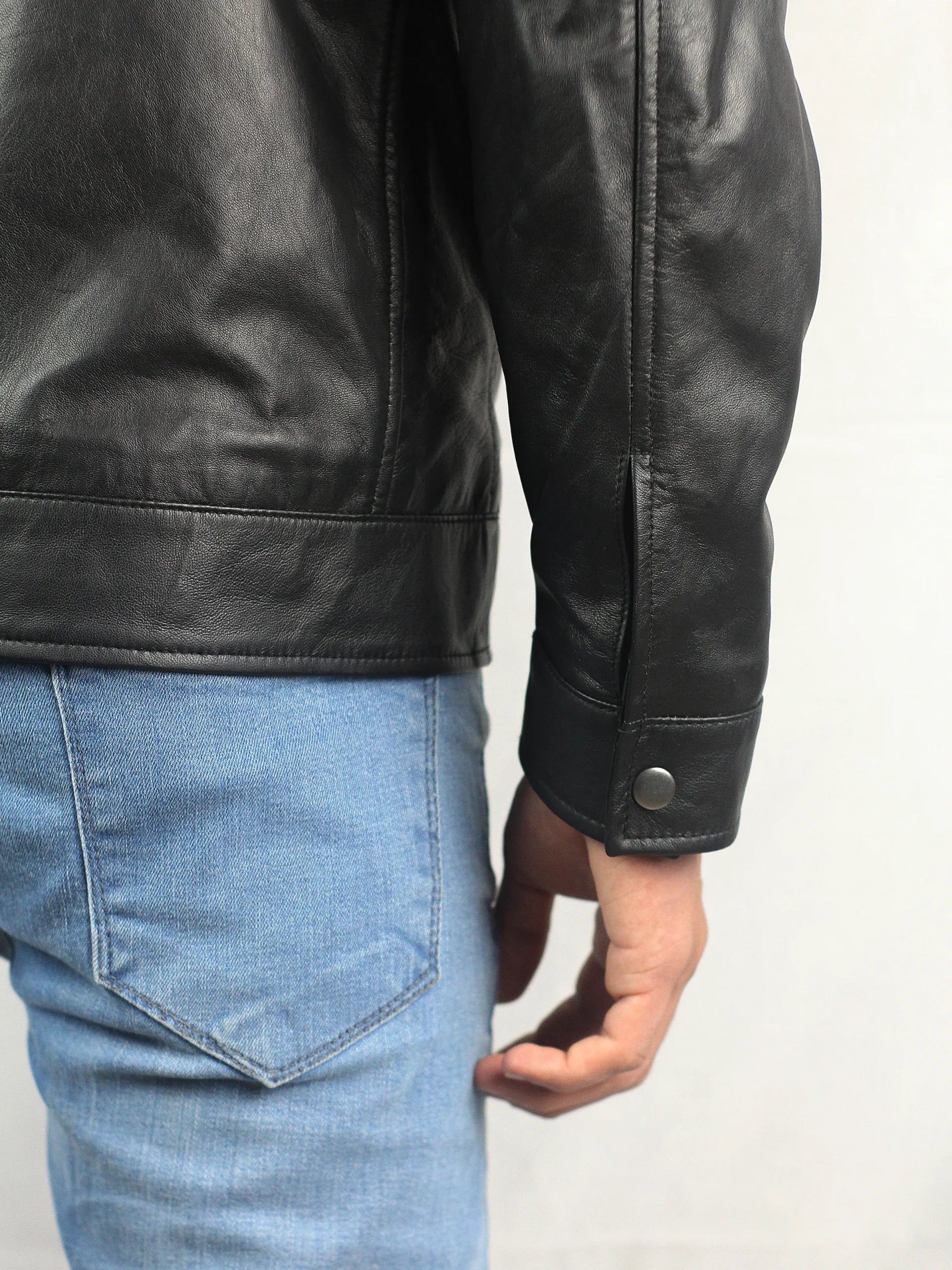 Shirt Collar Leather Jacket