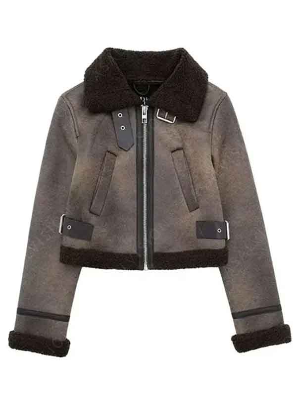 Sofia Pernas TV Series Tracker S01 Billie Matalon Shearling Brown Leather Jacket