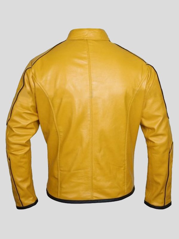 Spades Logo Yellow Cafe Racer Leather Jacket For Men's