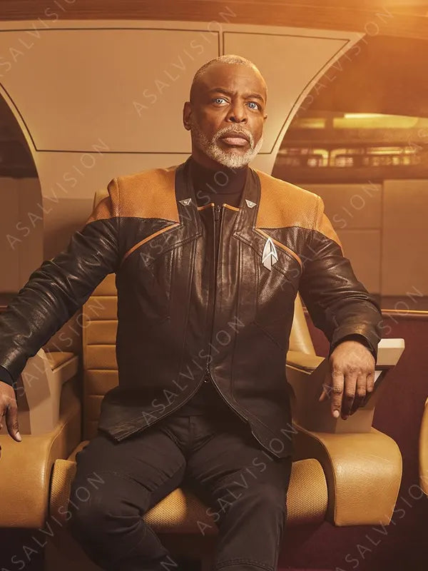 Star Trek Picard S3 LeVar Burton Leather Jacket