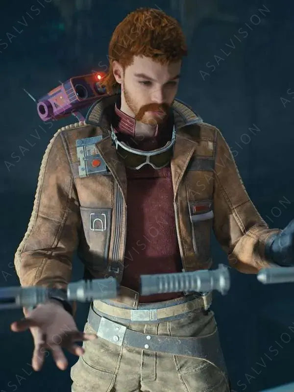 Star Wars Jedi Survivor Commander Bomber Leather Brown Jacket