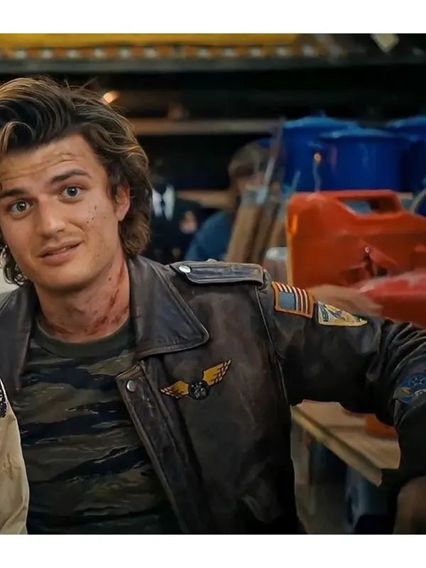 Stranger Things SO4 Joe Keery Bomber Flight Leather Jacket