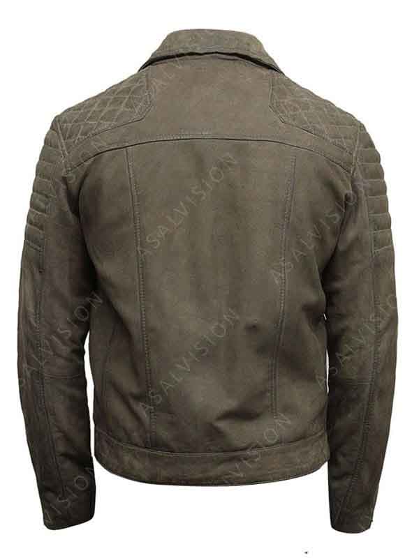 Suede Leather Biker Motorcycle Zipper Jacket