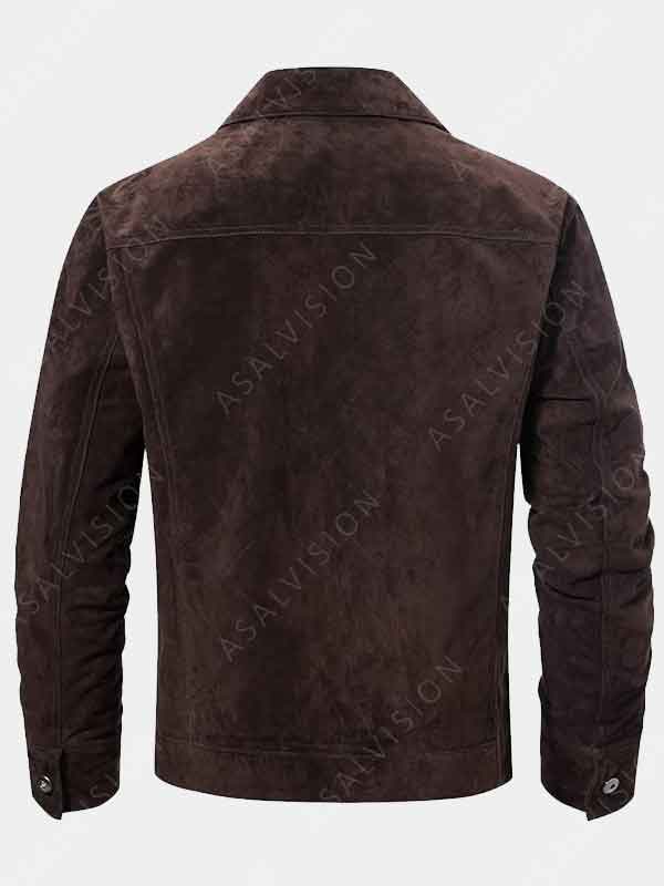 Suede Leather Brown, Dark Brown, Beige, Black Trucker Jacket