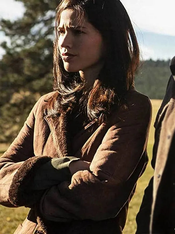 TV Series Yellowstone Monica Dutton Brown Shearling Coat
