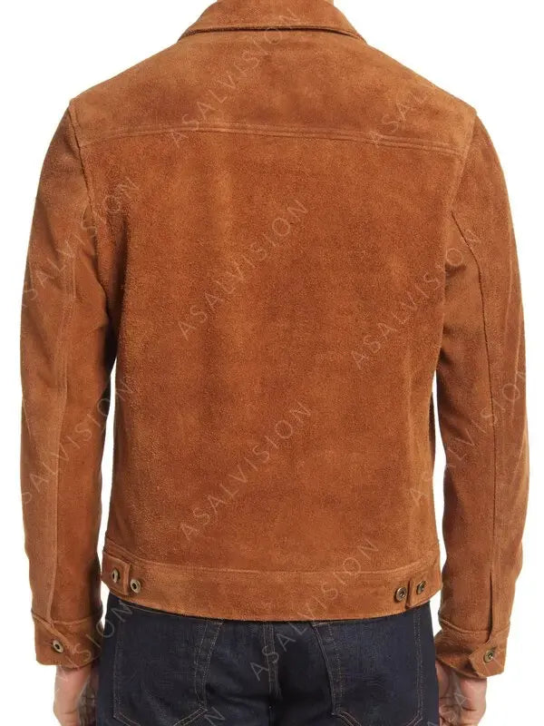 Tan Brown Suede Leather Jacket For Mens