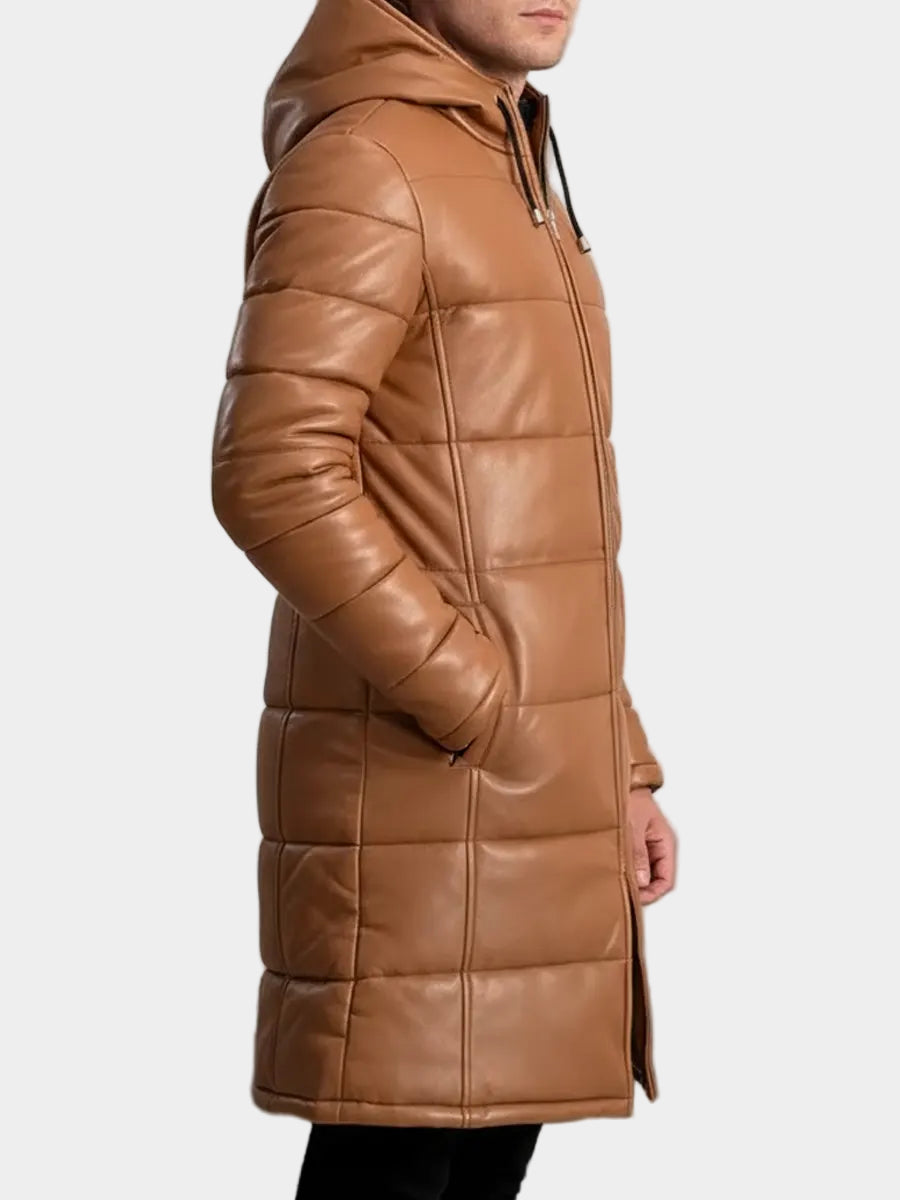 Puffer Leather Coat