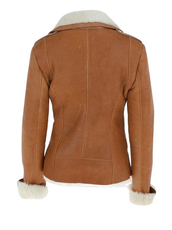 Ten brown Fur shearling jacket Back