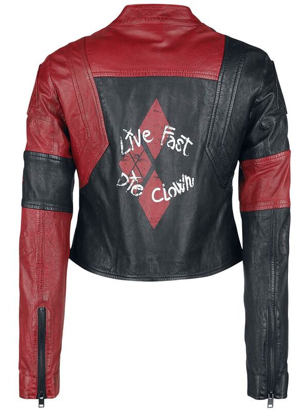 Suicide Squad Live Fast Die Clown Harley Quinn Leather Jacket