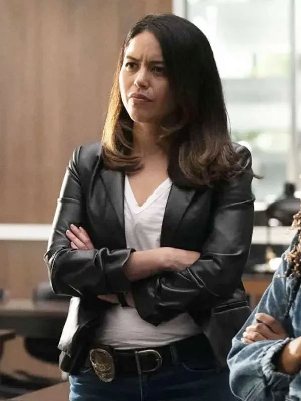 The Rookie 2025 Angela Lopez Black Leather Blazer