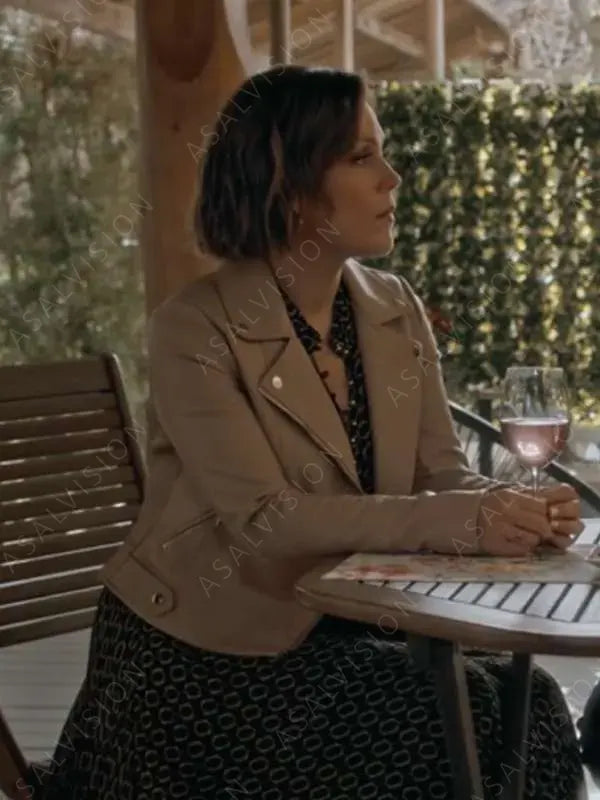 The Wedding Cottage 2023 Vanessa Doyle Brown Leather Jacket