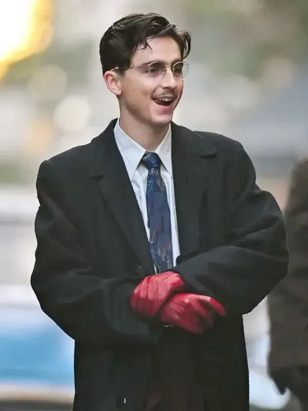 Timothée Chalamet 2025 Marty Supreme Marty Black Wool Coat