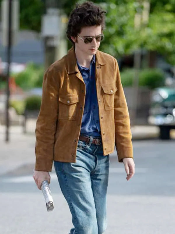 Timothée Chalamet A Complete Unknown Bob Dylan Brown Leather Jacket