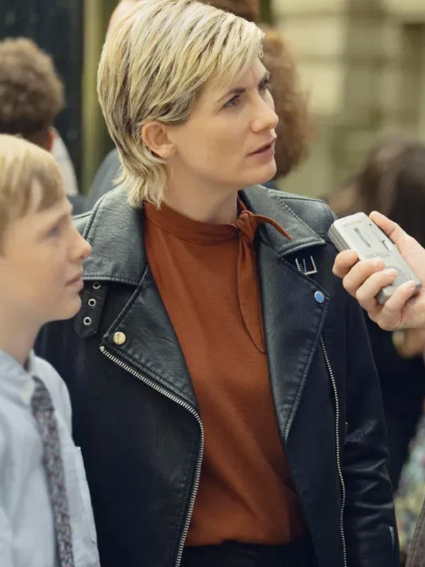 Toxic Town 2025 Jodie Whittaker Black Biker Leather Jacket