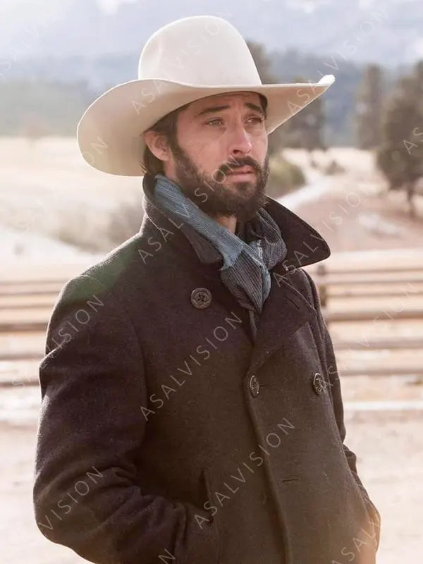 Tv Series Yellowstone Walker Black Wool Peacoat