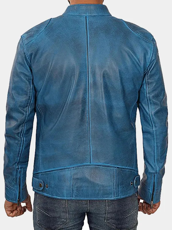 Vintage Cafe Racer Leather Jacket