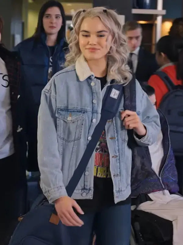 Vivian Lee 1UP 2022 Paris Berelc Blue Shearling Collar Denim Jacket