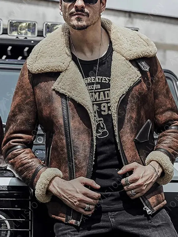 Werner Waxed Shearling Leather Jacket