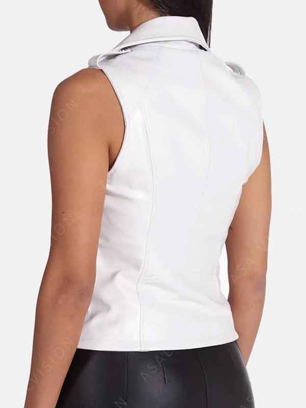 White Leather Vest For Womens
