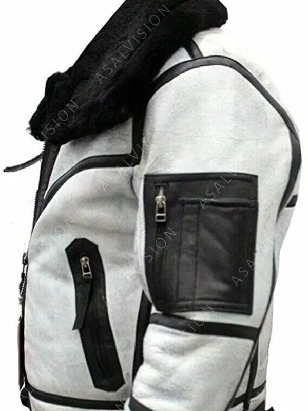 White Shearling Leather Jacket