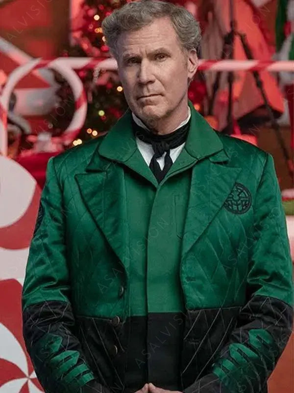 Will Ferrell Spirited Green And Black Quilted Coat