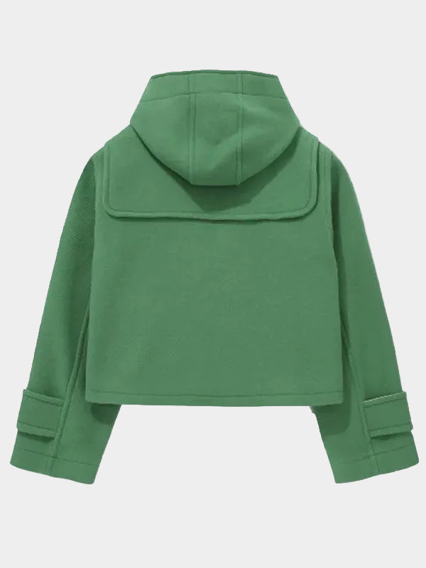 Womens Short Green Duffle Jacket