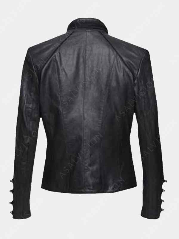 Womens Black Military Genuine Leather Jacket