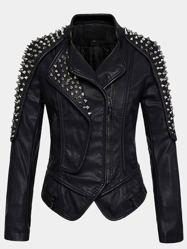 Women's Black Studded Leather Jacket