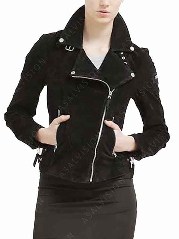 Women's Black Suede Biker Jacket
