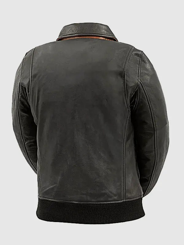 Women's Cowhide Moto Vintage Black Leather Bomber Jacket