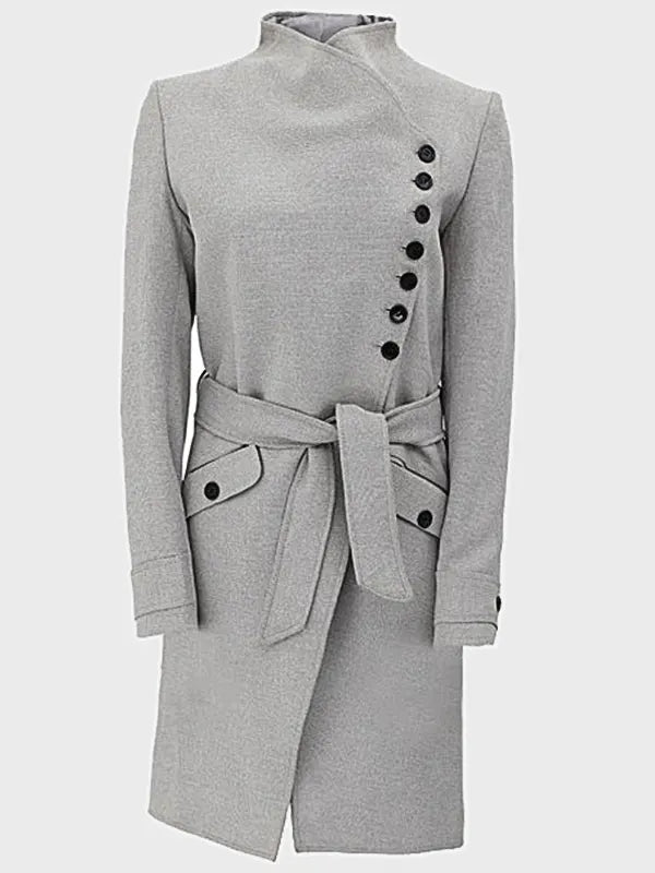 Women's Grey Wool Belted Coat