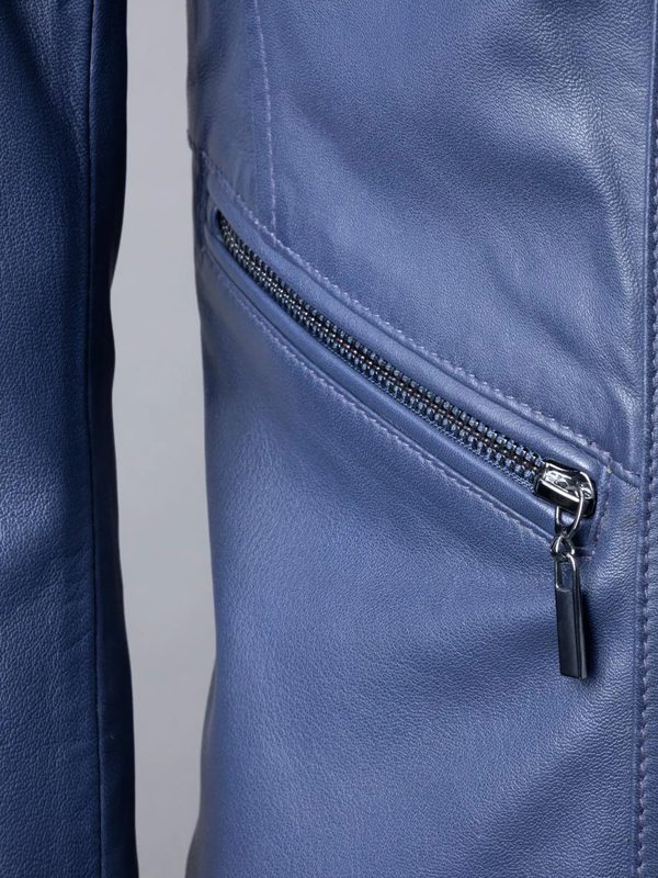 Women's Leather Blue Jacket