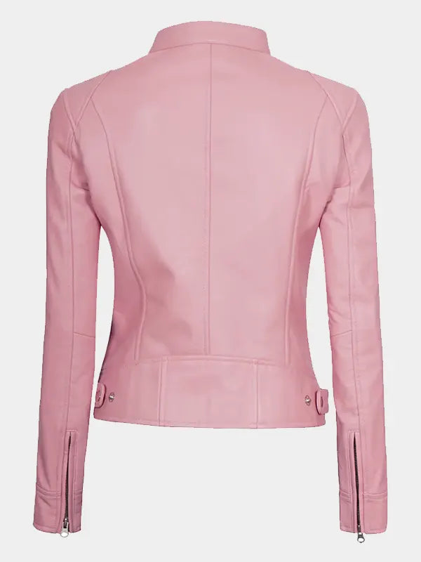 Women's Pink Lambskin Leather Jacket