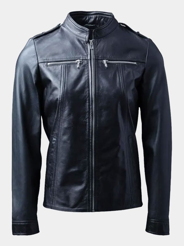 Women's Simple Black Leather Fashion Jacket
