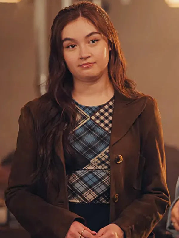 XO Kitty Season 2 Anna Cathcart Brown Suede Coat