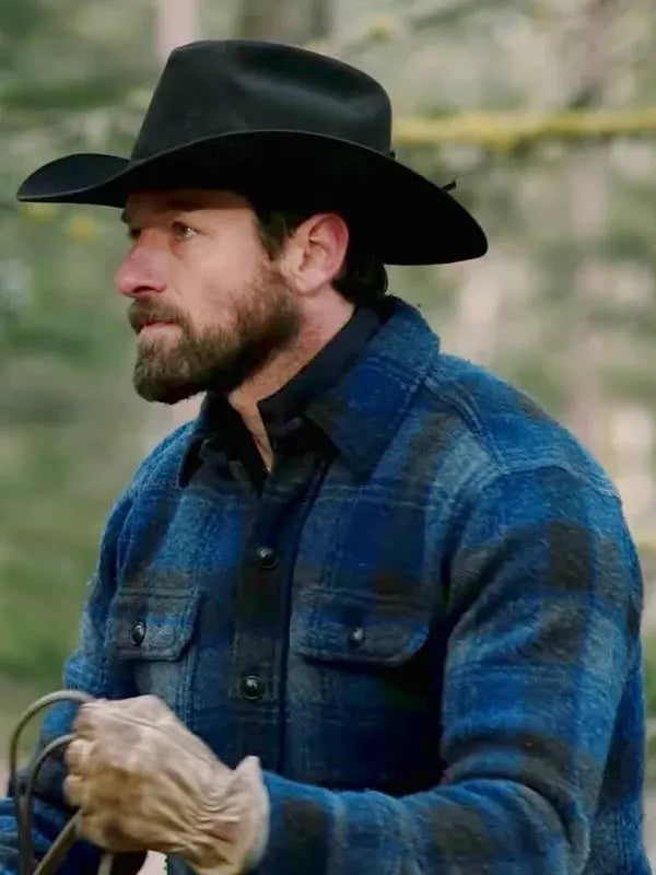 Yellowstone Ian Bohen Blue Checked Jacket