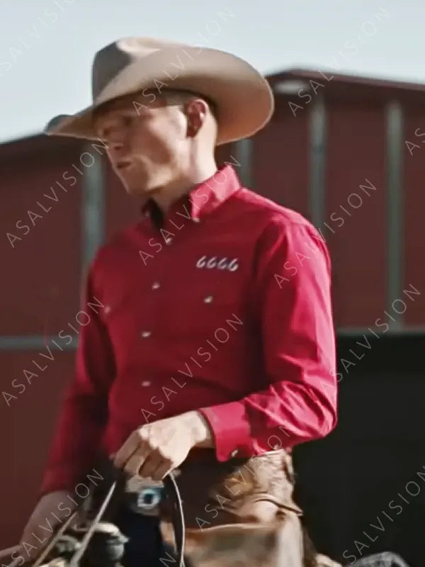 Yellowstone Jimmy Hurdstrom Red Cotton Shirt