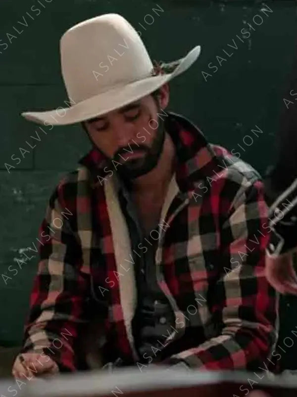 Yellowstone S03 Ryan Bingham Plaid Shearling Jacket