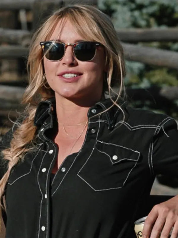 Yellowstone Season 4 Hassie Harrison Denim Shirt