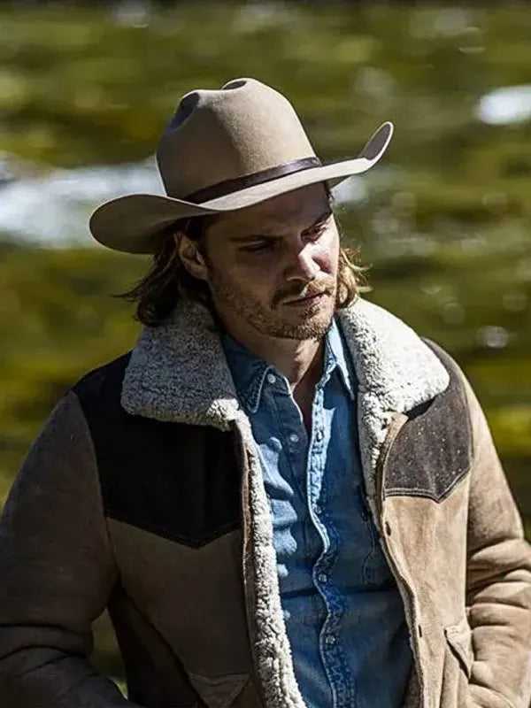 Yellowstone Season 5 Luke Grimes Shearling Suede Jacket