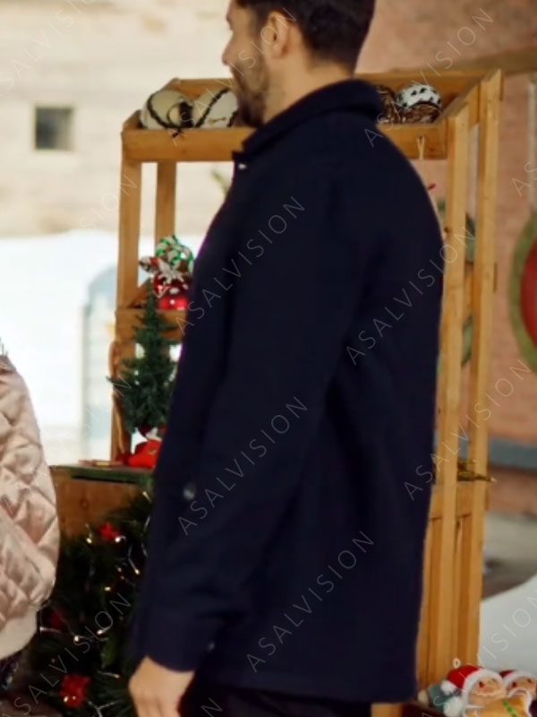 Zach Smadu Mom’s Christmas Boyfriend Blue Peacoat