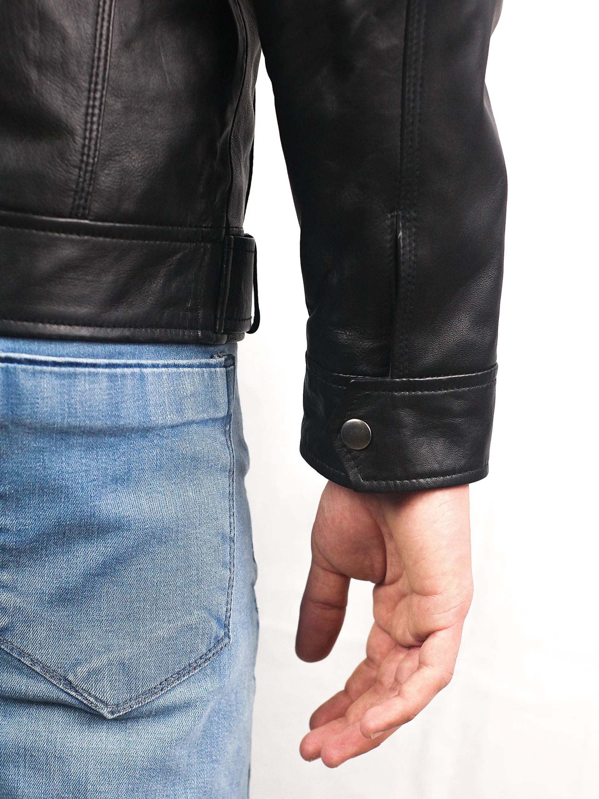 2025 Men’s Motorcycle Black Biker 100% Real Lambskin Leather Jacket